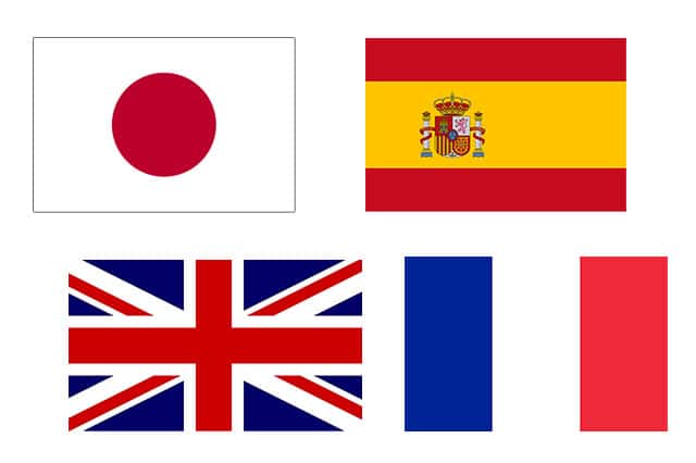 flags データベースシステムの登録項目は多言語切り替え設定も可能。日本語をベースとして、韓国語、中国語、英語、フランス語、スペイン語 等々。環太平洋、東南アジアなど近隣諸国、欧米の国際的なイベントの開催に便利。